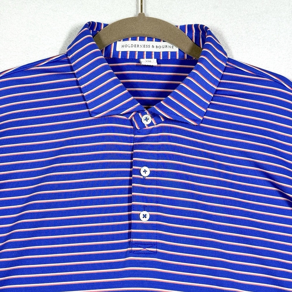 Holderness and Bourne Polo Shirt Mens XXL‎ 2XL Sutton Suffolk Stripe Performance